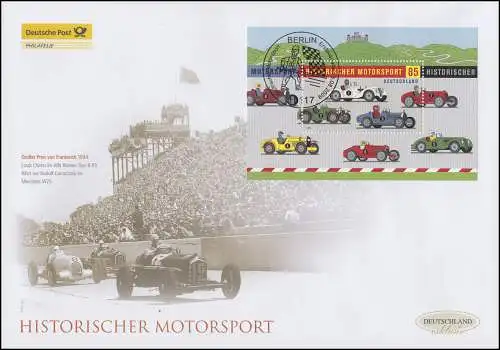 Bloc 75 Historique des sports automobiles, Block sur Bijoux FDC Allemagne exclusivement