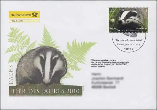 2767 Animaux de l'année - Der Bachs, Bijoux-FDC Allemagne exclusivement