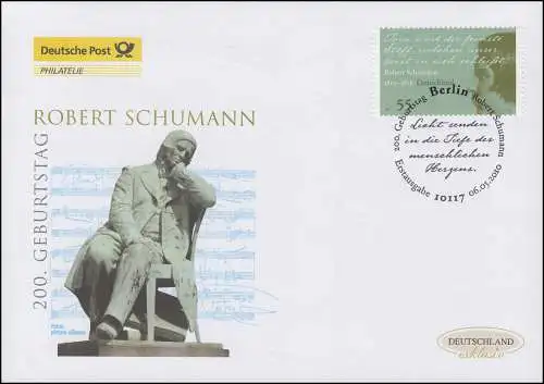 2797 Compositeur Robert Schumann, Bijoux-FDC Allemagne exclusivement