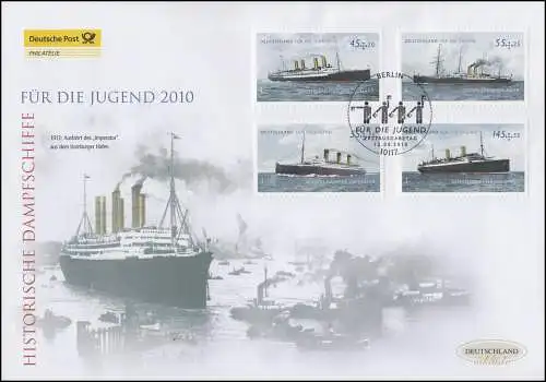 2809-2812 Historische Schnelldampfer, Satz auf Schmuck-FDC Deutschland exklusiv