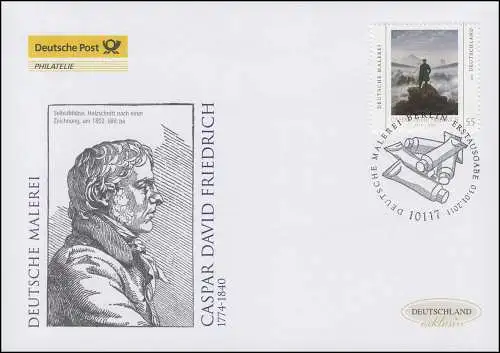 2840 Peinture allemande - Caspar David Friedrich, Bijoux-FDC Allemagne exclusivement