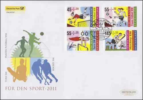 2857-2860 Aide sportive, ensemble sur Bijoux FDC Allemagne exclusivement