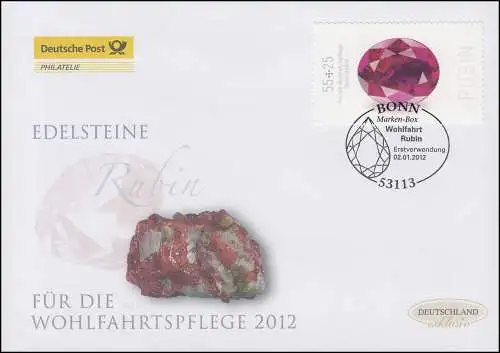 2909 Wofa Edelsteine Rubin - selbstklebend, Schmuck-FDC Deutschland exklusiv