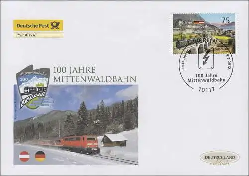 2951 Mittenwaldbahn / Karwendelbranch, Bijoux-FDC Allemagne exclusivement