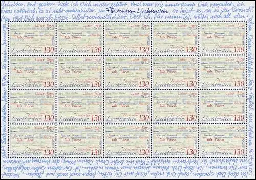 1470 Europa - Der Brief / Anredeformen, Kleinbogen ** 