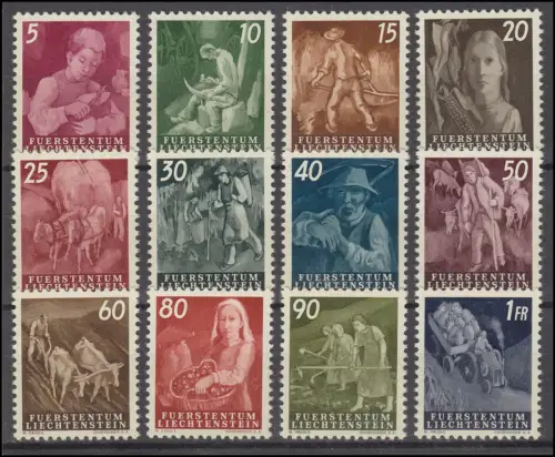 289-300 Travail agricole, 12 valeurs complètes, propre post-frais **