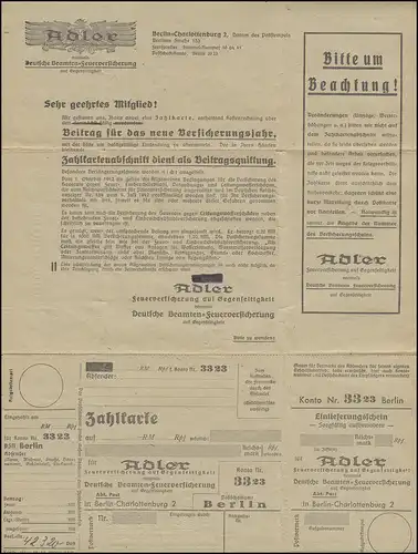 916 Ziffer 6 Pf Drucksache Adler-Feuerversicheung BERLIN-CHARLOTTENBURG 2.5.46