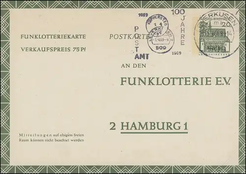 Funklotterie FP 8 Bauwerke Lorsch, Werbe-O 100 Jahre Postamt LEVERKUSEN 15.4.69 