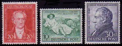 108-110 Goethe 1949 - ensemble complet (3 timbres) frais de port **