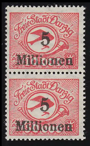 Danzig 180F Flugpostmarken-Paar 10000 statt 50000, Feld 73 mit Vgl.-Stück, */** 