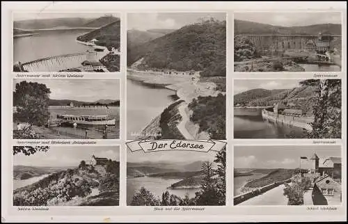 Landpost Edersee via BAD URBAN 9.6.53 sur carte de vue Edertalverblocke