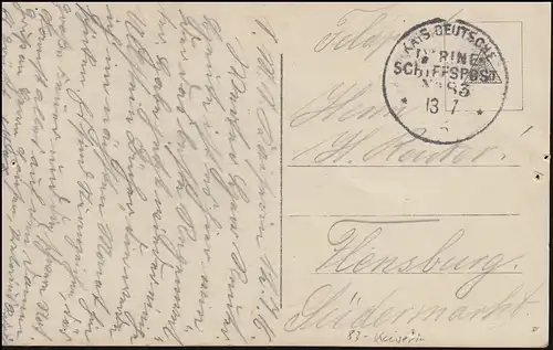 DEUTSCHE MARINE-SCHIFFSPOST No 83 - 13.7.1916 SMS Kaiserin auf Propaganda-AK