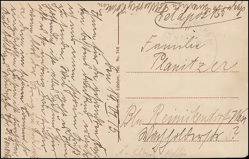 FRANÇAIS NAVIRE MARINE-SPOST SMS Schleswig-Holstein 19.6.1915 sur AK SMs Blücher