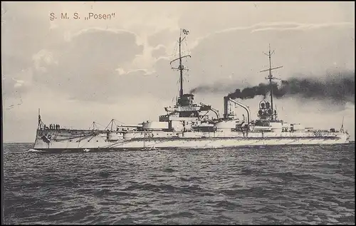 DEUTSCHE MARINE-SCHIFFSPOST No 53 - 5.1.1916 SMS Posen auf passender AK