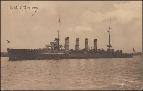 DEUTSCHE MARINE-SCHIFFSPOST No 54 - 23.1.1916 SMS Stralsund auf passender AK