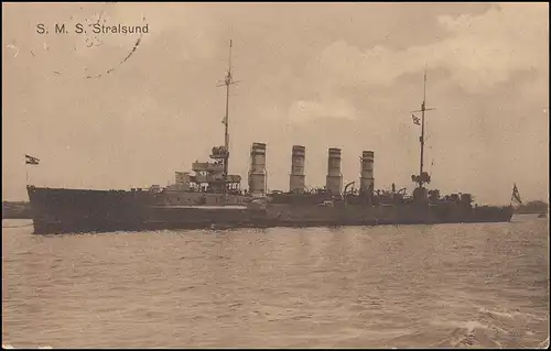 NAVIRE MARINE FRANÇAIS POST No 54 - 23.1.1916 SMS Stralsund sur AK approprié