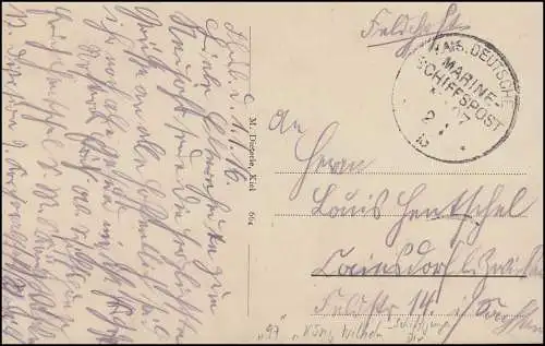 DEUTSCHE MARINE-SCHIFFSPOST No 97 - 2.1.1916 SMS König Wilhelm auf Feldpost-AK