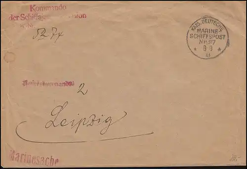 DEUTSCHE MARINE-SCHIFFSPOST No 97 - 8.8.1918 Kommando der Schiffsjungendivision