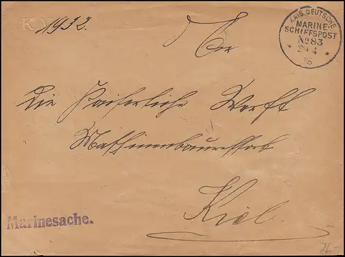 DEUTSCHE MARINE-SCHIFFSPOST No 83 - 30.1.1916 SMS Kaiserin auf Marinesache