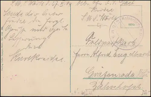 Poste de champ de la marine BS de SMS Wörth 27.11.1914 sur AK Kiel SMs Victoria Louise