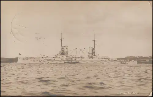 Schiffspost von der SMS Schwaben, WILHELMSHAVEN EF 8.9.1912 auf AK SMS Kaiser