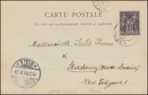 SMS Charlotte MSP 16 L´Amiraute ALGER 6.2.1899 - STRASSBURG 9.2.1899