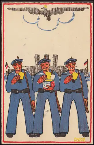 AK matelots avec Bahlsen Leibniz Kek Carte de champ 7 Division Inf. 5.12.1915