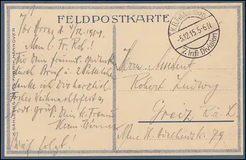 AK matelots avec Bahlsen Leibniz Kek Carte de champ 7 Division Inf. 5.12.1915