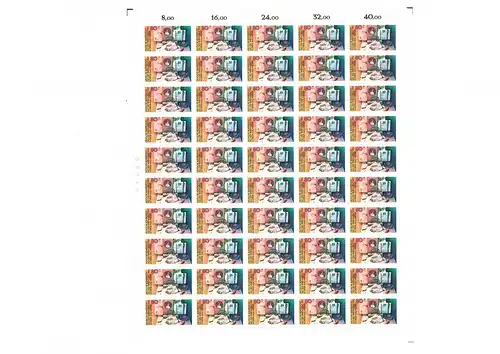1154 Tag der Briefmarke im kompletten 50er-Bogen mit PLF I, Feld 42, **