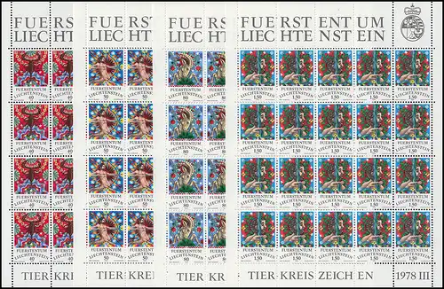 713-716 Tierkreiszeichen III, 4 Werte, Kleinbogen-Satz ** postfrisch / MNH