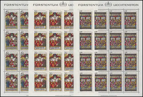 731-733 Roquettes du Musée du Liechtenstein, jeu de petites feuilles **