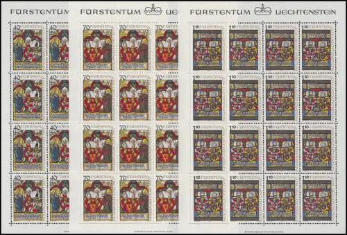 731-733 Roquettes du Musée du Liechtenstein, jeu de petites feuilles **