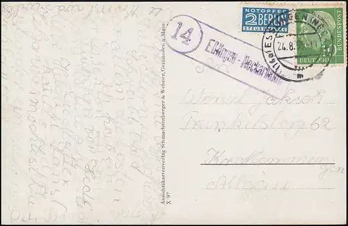 Landpost Eßlingen-Neckarhalde auf passender AK ESSLINGEN (NECKAR) 24.8.55 