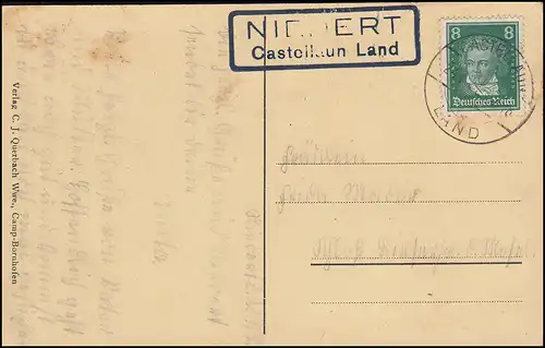 Landpost Niedert CASTELAUN LAND 24.11.28 auf Ansichtskarte Gnadenbild Gottes