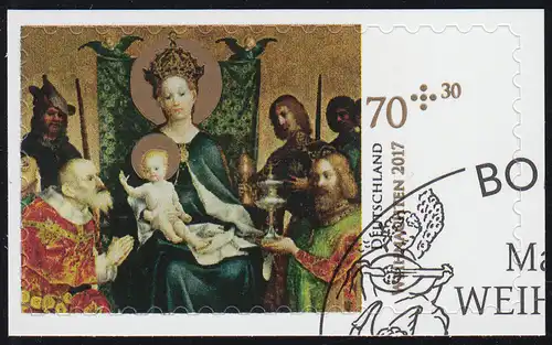 3345 Weihnachten 2017, selbstklebend auf neutraler Folie, EV-O Bonn 2.11.17