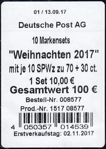 FB 70 Noël 2017, feuille feuille de feuille-BANDEROLE