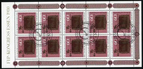 1065 Kleinbogen FIP-Kongress Essen 1980, SSt Essen Messe-Symbol 19.11.1980