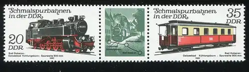 2563+2565 Chemins de fer à voie étroite 20+35 Pf avec PLF 2565 clous de voie, **