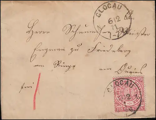 Lettre GLOGAU 6.12.1871 à Friedeberg am Queis