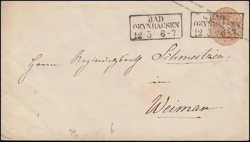 Prusse couverture Adler 3 Sgr. brun cadre-O BAD OEYNHAUSEN 12.5. vers Weimar