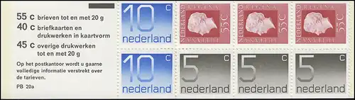 Markenheftchen 21 Königin Juliane und Ziffer 1976 und PB 20a, Zählbalken **