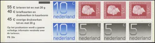 Markenheftchen 21 Königin Juliane und Ziffer 1976 und PB 20a, Zählbalken **