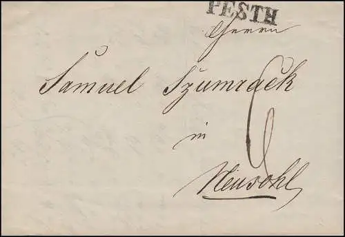 Ungarn Vorphilatelie handgeschr. Rechnung von PESTH 15.11.1846 nach NEUSOHL