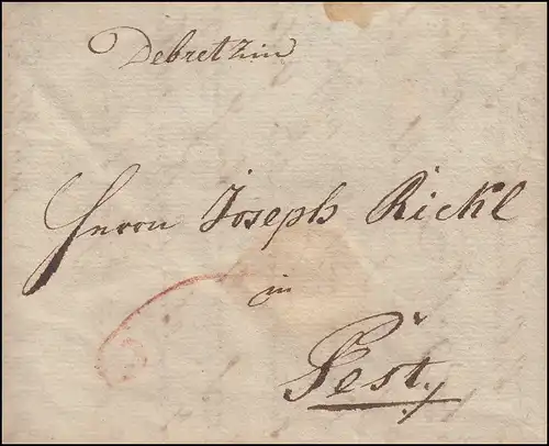 Hongrie Vorphilatelie Lettre de DEBREZIN à PESTY du 22 novembre 1801