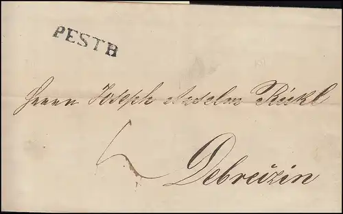 Ungarn Vorphilatelie Brief aus PESTH  vom 31.3.1845 nach DEBREZIN