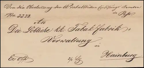 Ungarn Vorphilatelie Brief aus PESTH vom 23.12.1847 nach HAINBURG 26.12.