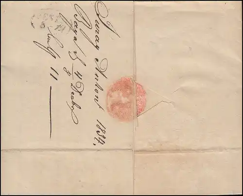 Ungarn Vorphilatelie Brief Oval-O BAYA vom 4.12.1834 nach Oval-O PESTH 8.12.