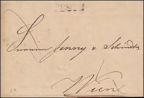 Ungarn Vorphilatelie R-Brief PESTH vom 30.10.1839 nach Zweizeiler WIEN 1. NOV.