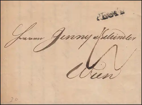 Ungarn Vorphilatelie Brief Einzeiler PESTH vom 10.6.1842 nach WIEN 13.6.