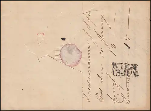 Ungarn Vorphilatelie Brief Einzeiler PESTH vom 10.6.1842 nach WIEN 13.6.
